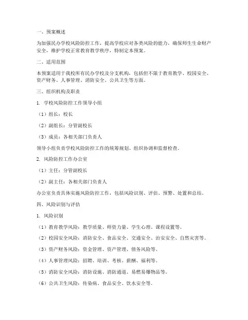 民办学校风险防控工作预案