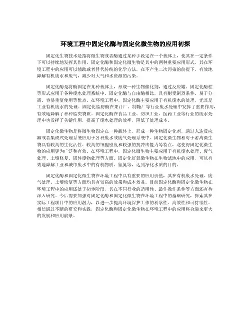 环境工程中固定化酶与固定化微生物的应用初探