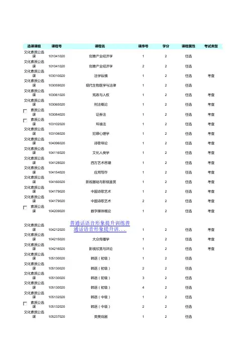 四川大学校公选课名单