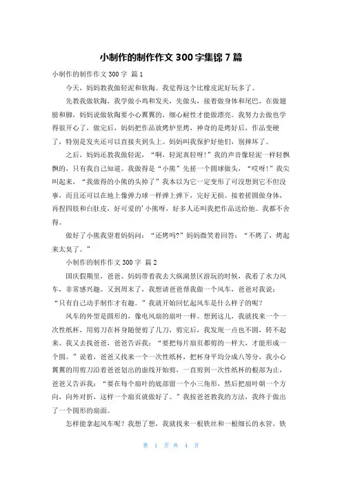 小制作的制作作文300字集锦7篇