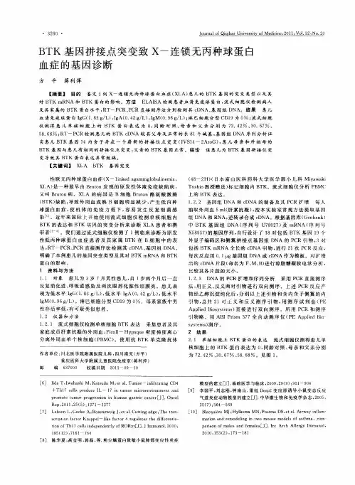 BTK基因拼接点突变致X-连锁无丙种球蛋白血症的基因诊断