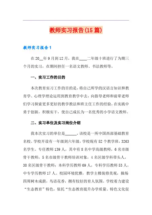 教师实习报告(15篇)