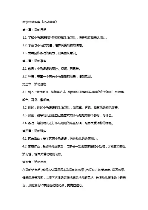 中班社会教案《小马噔噔》