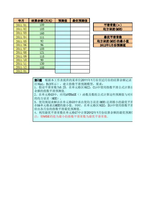 Excel在经济管理中的应用模拟题(V)