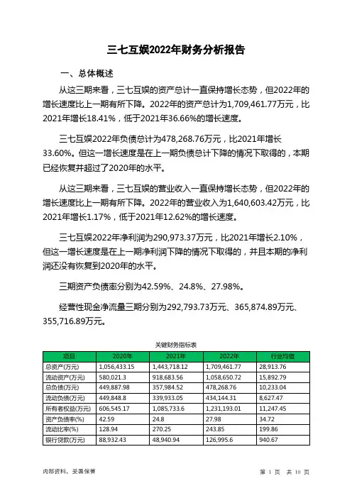 002555三七互娱2022年财务分析报告-银行版