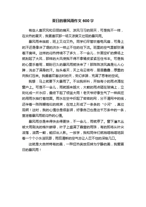 夏日的暴风雨作文600字