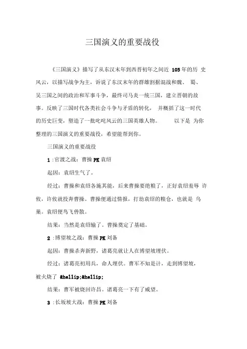 三国演义的重要战役