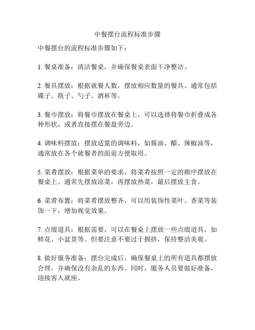 中餐摆台流程标准步骤