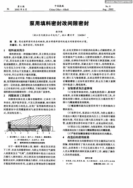 泵用填料密封改间隙密封