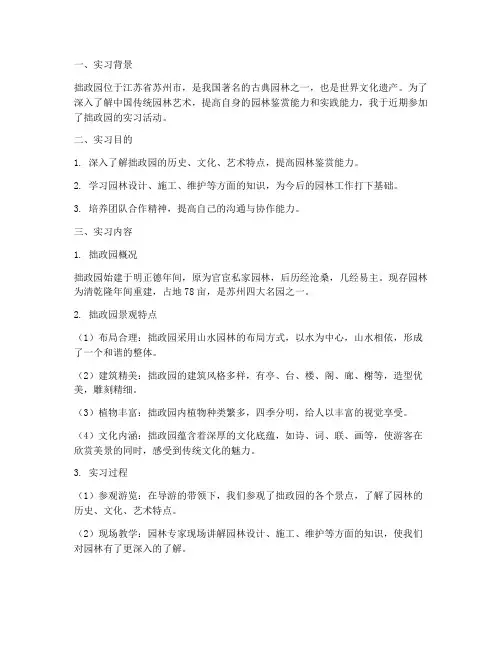 拙政园实习报告