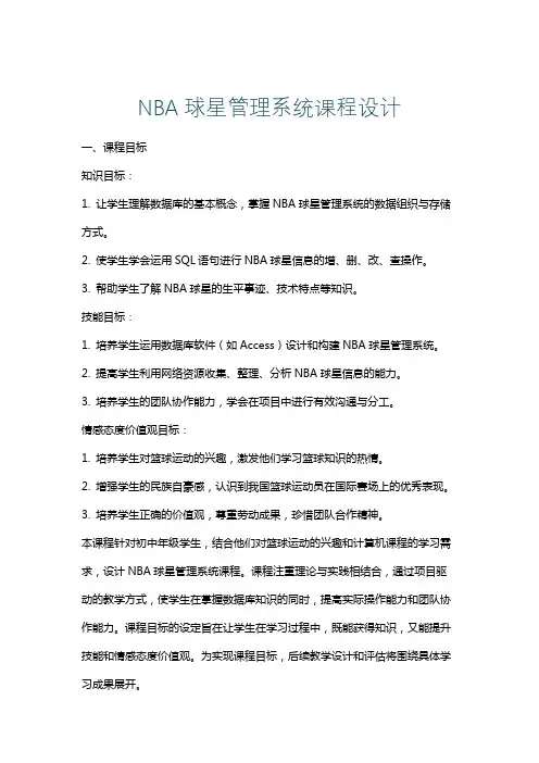 NBA球星管理系统课程设计