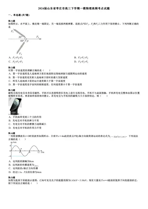 2024届山东省枣庄市高三下学期一模物理高频考点试题