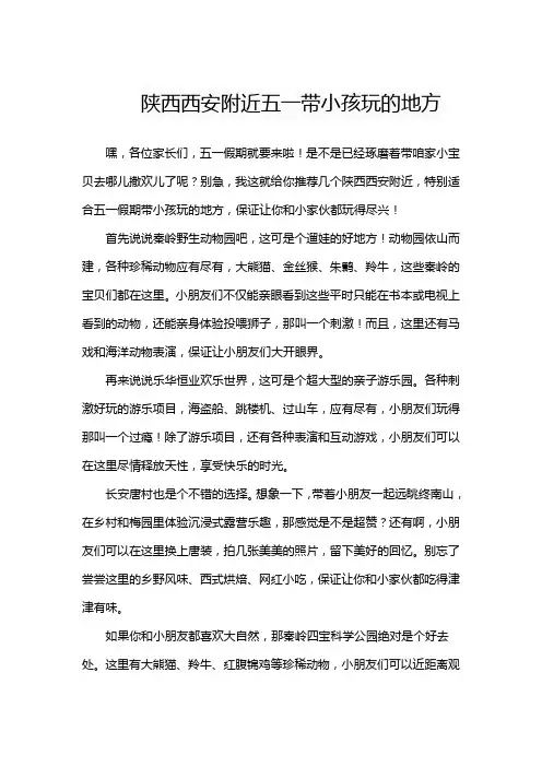 陕西西安附近五一带小孩玩的地方