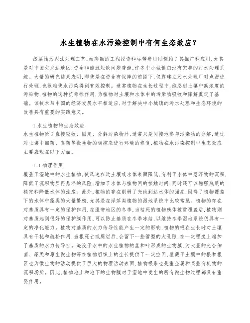 水生植物在水污染控制中有何生态效应？