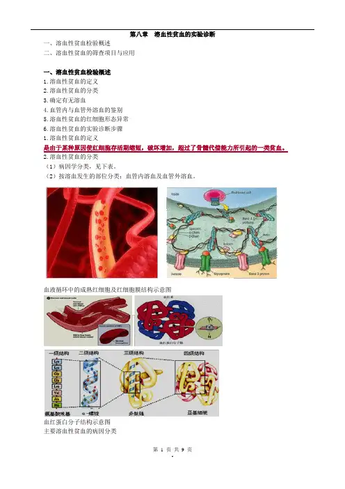 2017年主管检验技师考试临床血液学检验讲义第八章溶血性贫血的实验诊断