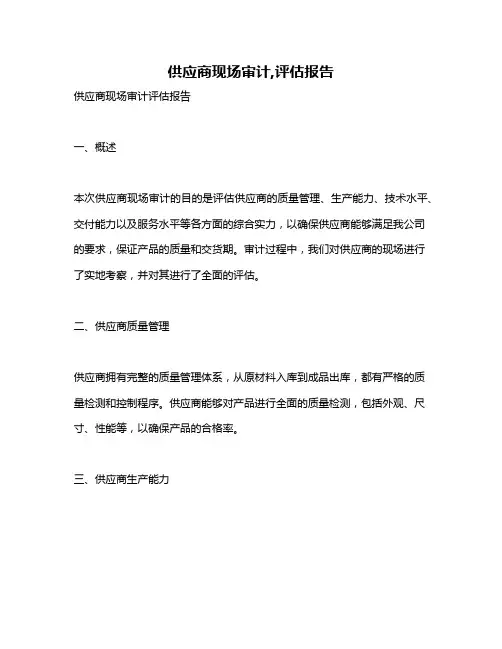 供应商现场审计,评估报告