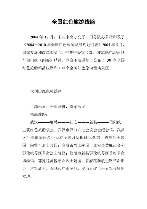 全国红色旅游线路