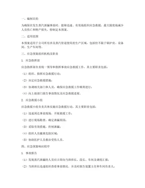 蒸汽泄漏应急预案