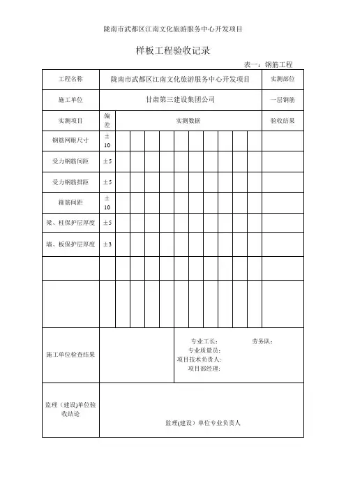 样板工程验收记录【范本模板】