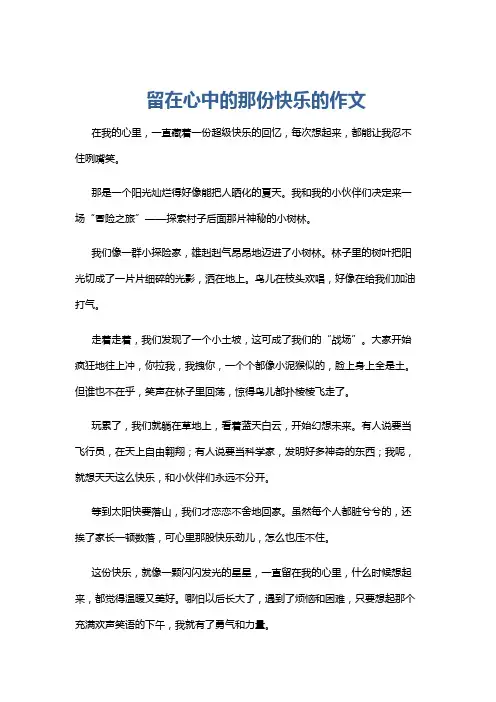 留在心中的那份快乐的作文