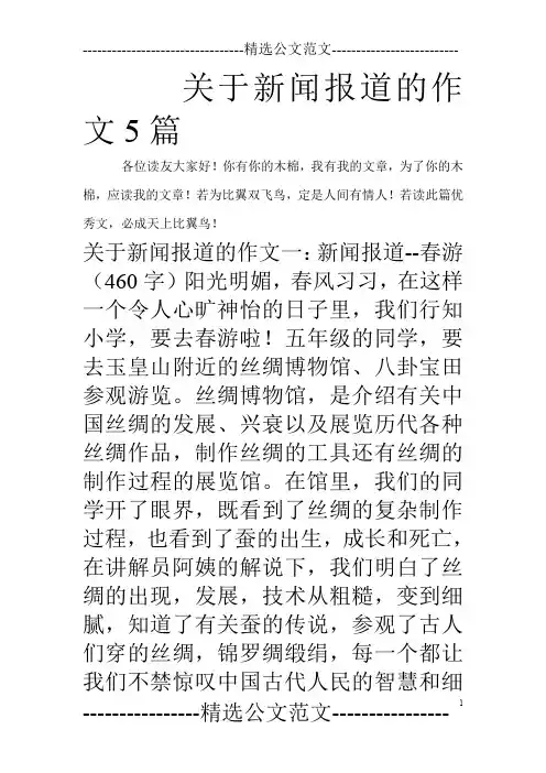 关于新闻报道的作文5篇