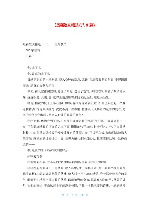 短篇散文精选(共9篇)