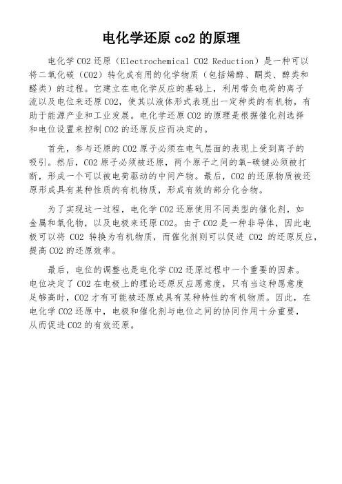电化学还原co2的原理