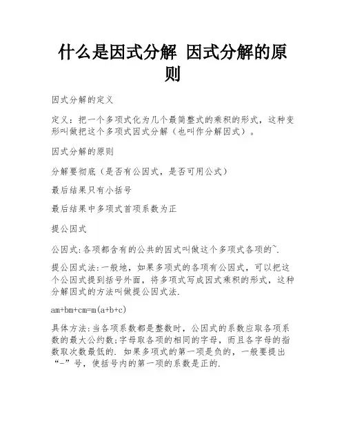 什么是因式分解 因式分解的原则