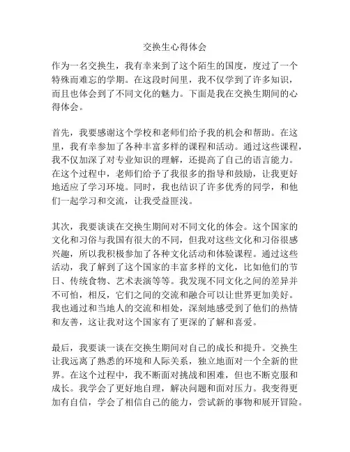 交换生心得体会