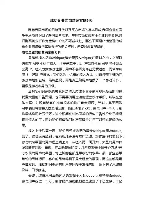 成功企业网络营销案例分析