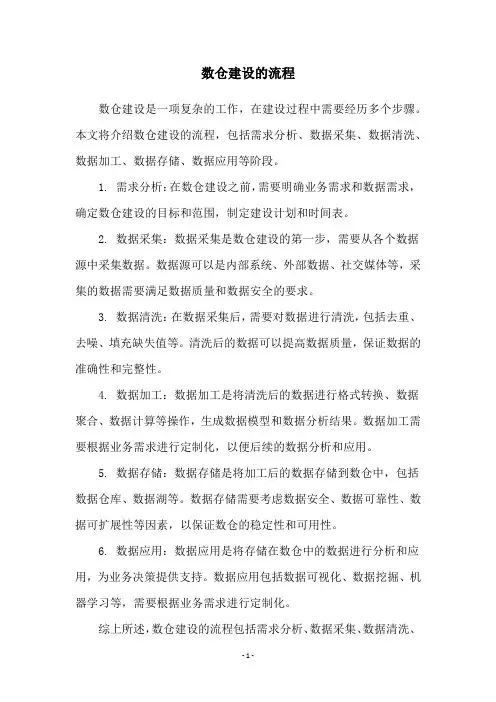 数仓建设的流程