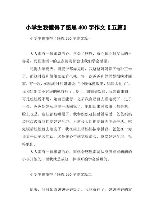 小学生我懂得了感恩400字作文【五篇】