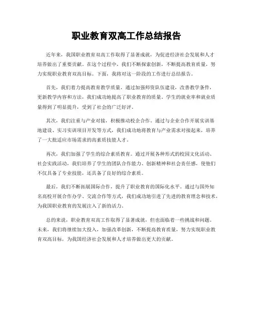 职业教育双高工作总结报告