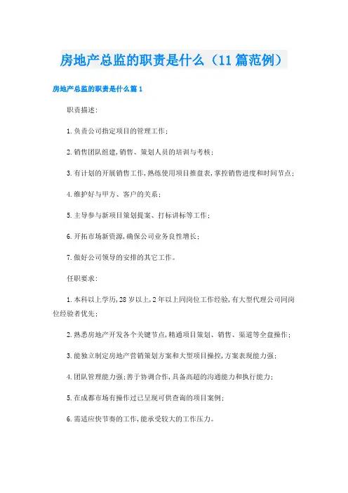 房地产总监的职责是什么(11篇范例)