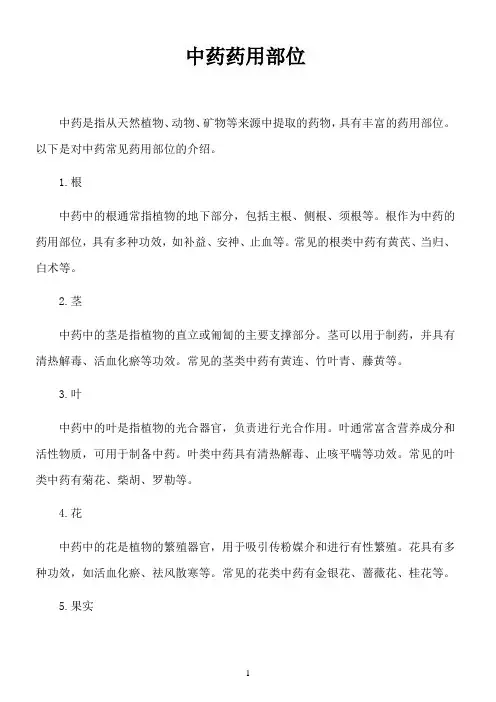中药 药用部位