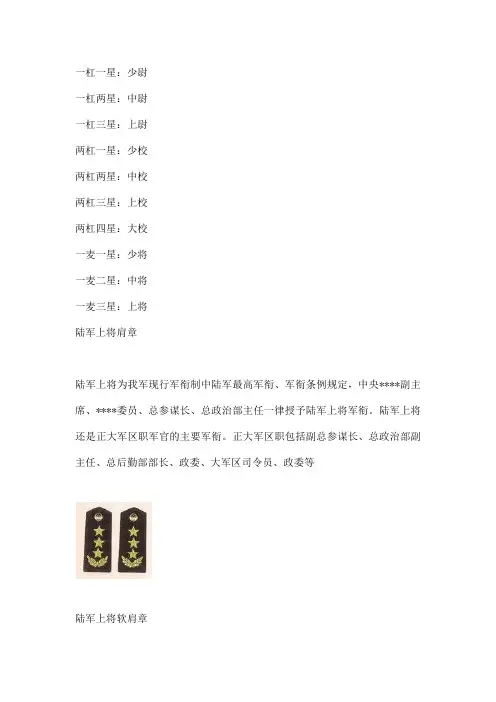 中国各军衔标志(含图)