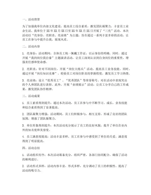 三亮活动总结范文