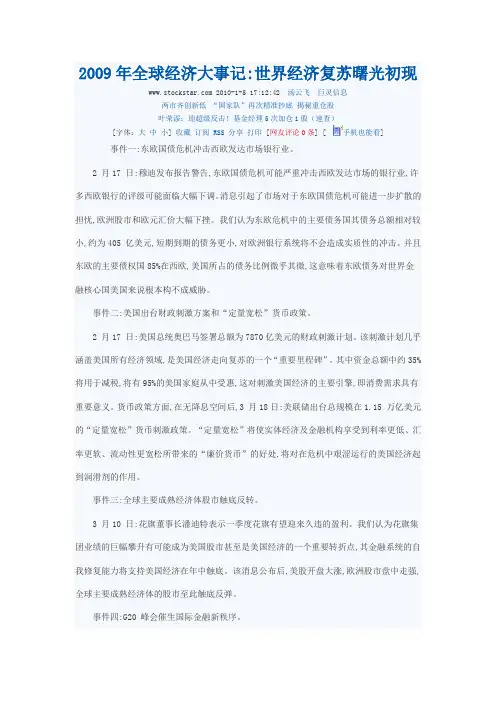 2009年全球经济大事记