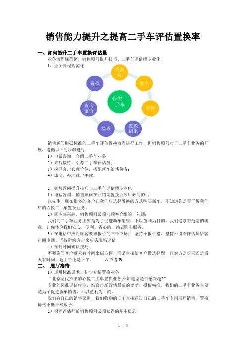 销售能力提升之提高二手车评估置换率