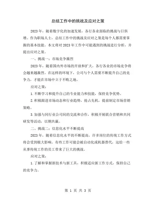 总结工作中的挑战及应对之策