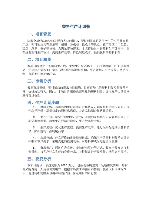 塑料生产计划书