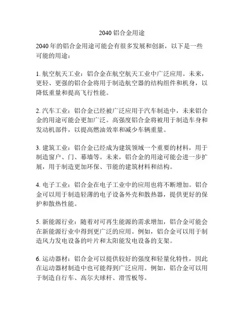 2040铝合金用途