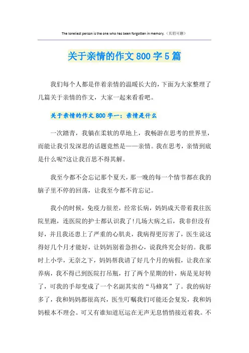 关于亲情的作文800字5篇