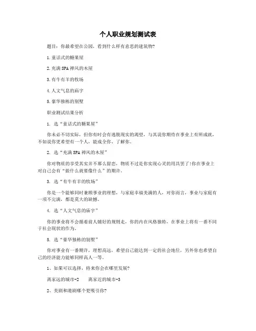 个人职业规划测试表