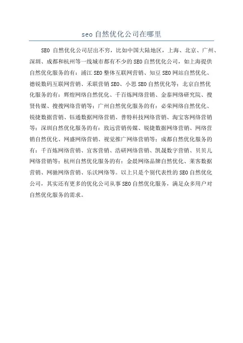 seo自然优化公司在哪里