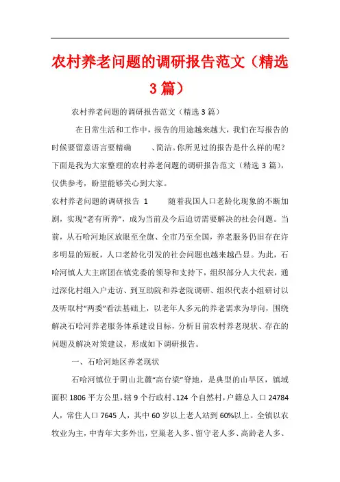 农村养老问题的调研报告范文(精选3篇)