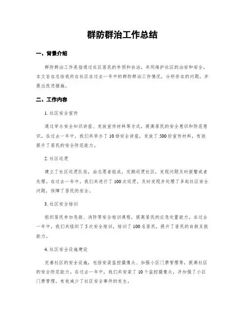 群防群治工作总结