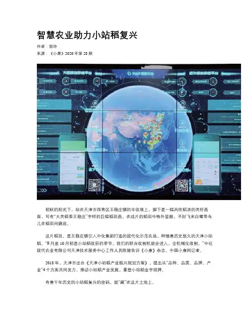 智慧农业助力小站稻复兴