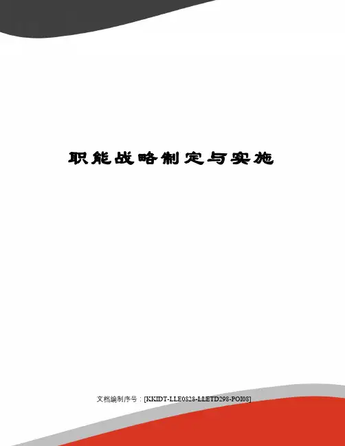 职能战略制定与实施