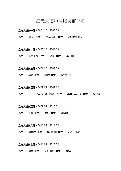 星光大道总决赛赛程时间表
